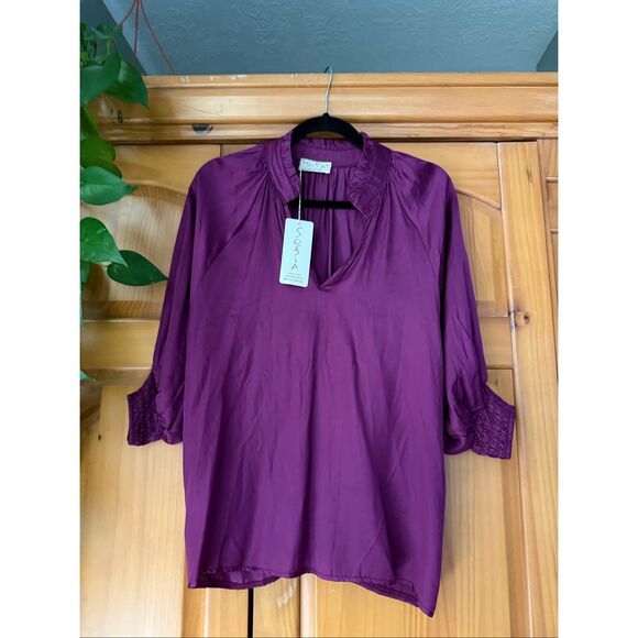 Sofia Collections Andrea Top One Size Plum Purple Made in Italy NWT - Picture 1 of 9